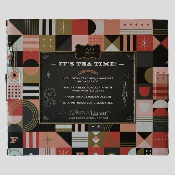 FAO Schwarz Gray Polka Dot Ceramic Tea Party Set - Picture 2 of 7